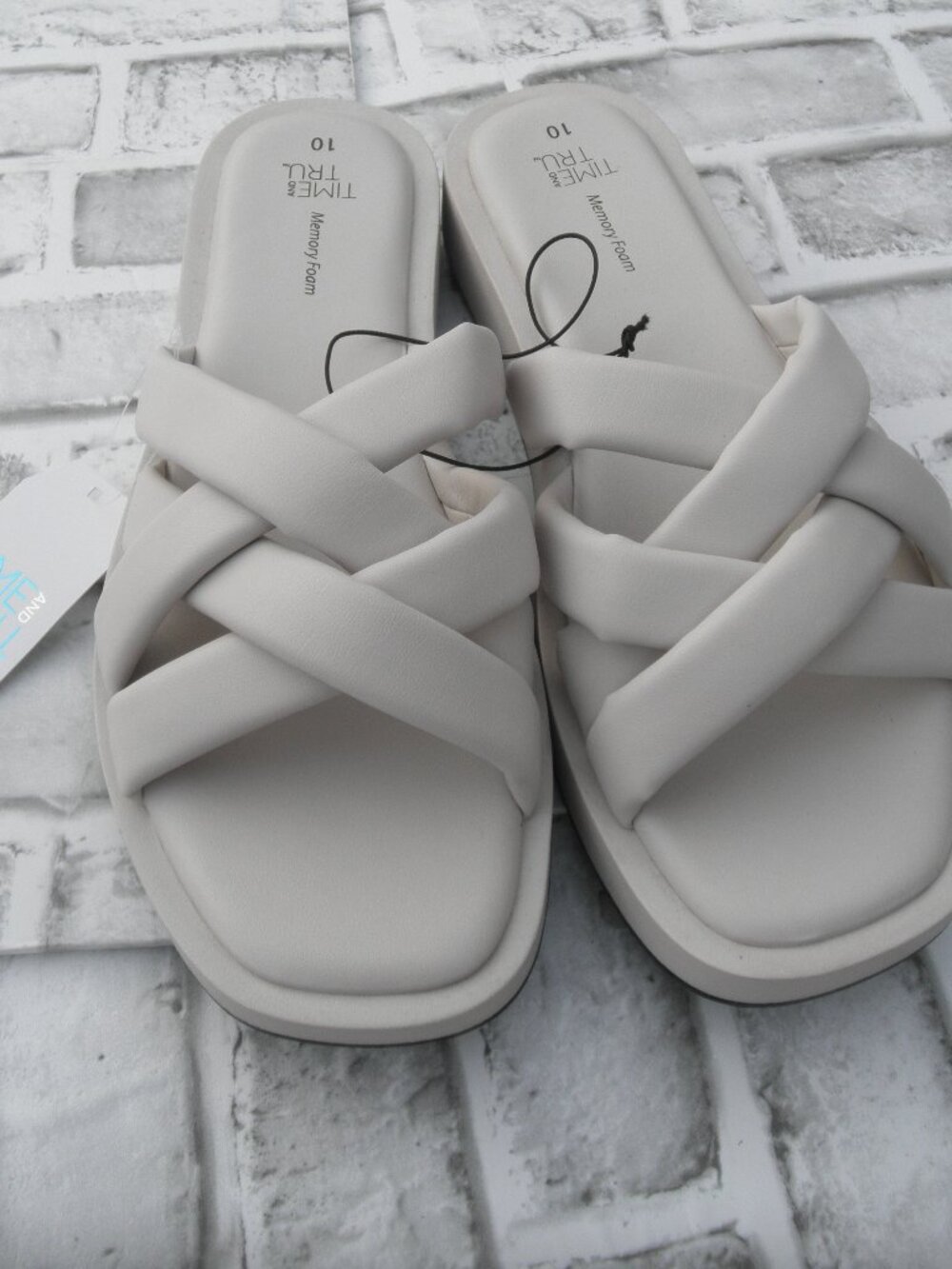 NEW by TIME AND TRU, WOMEN'S WEDGES, SANDALS, WHITE SIZE 10 MEDIUM WIDTH